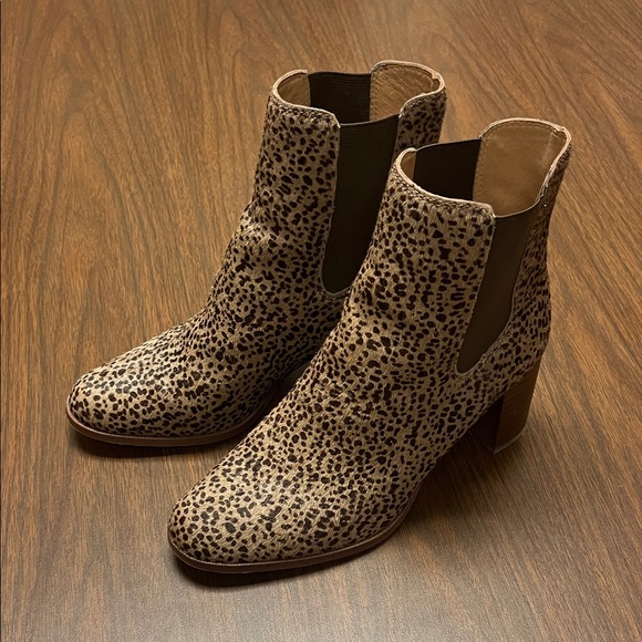 Madewell Laura Chelsea boots leopard print calf hair, size 8 1/2 - Picture 3 of 9